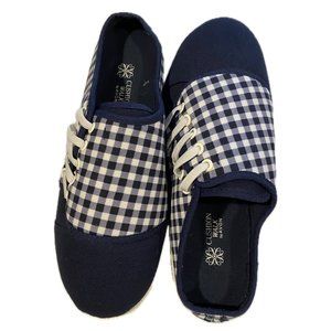Price Reduced! Avon Cushion Walk Navy Blue Gingham Sneaker/Slide - Size 7 NEW!!